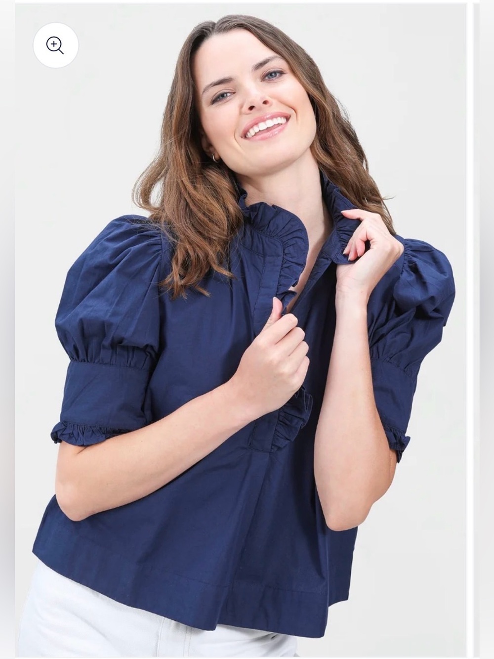 NWT Navy Bleu Westport Top Navy Sz S Puff Sleeve